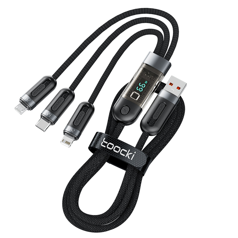 Toocki 1.2M 6A Multi 3 - in - 1 USB Fast Charging Cable - ReDial Toocki 1.2M 6A Multi 3 - in - 1 USB Fast Charging Cable - ReDial